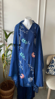 Taniya v neck gotta patti dress- Blue