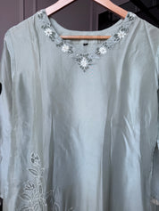 Janki Organza Coord Set- Aqua Blue (Make to Order)