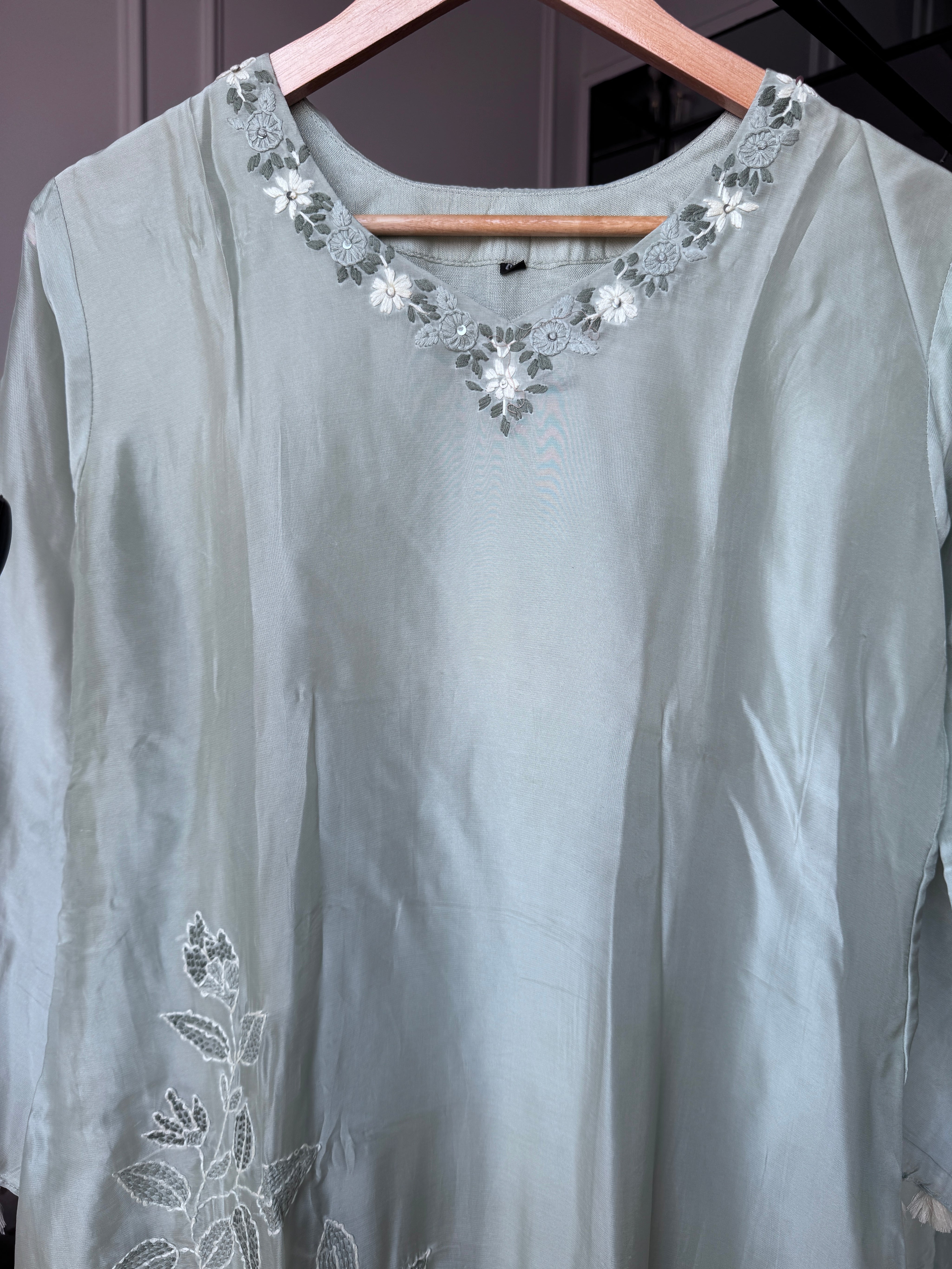 Janki Organza Coord Set- Aqua Blue (Make to Order)