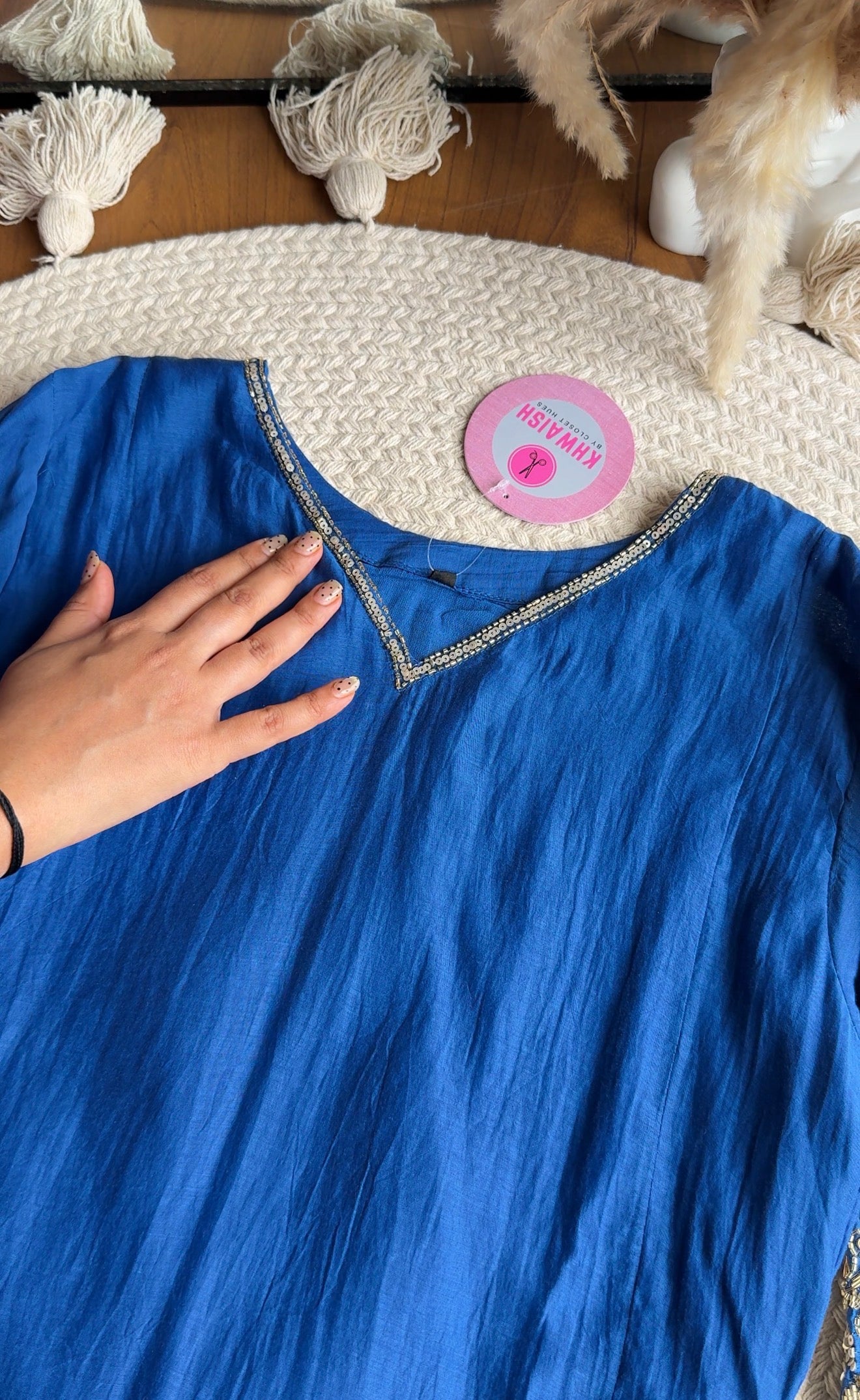 Naina Handwork Mul Chanderi Dress-Blue 💙