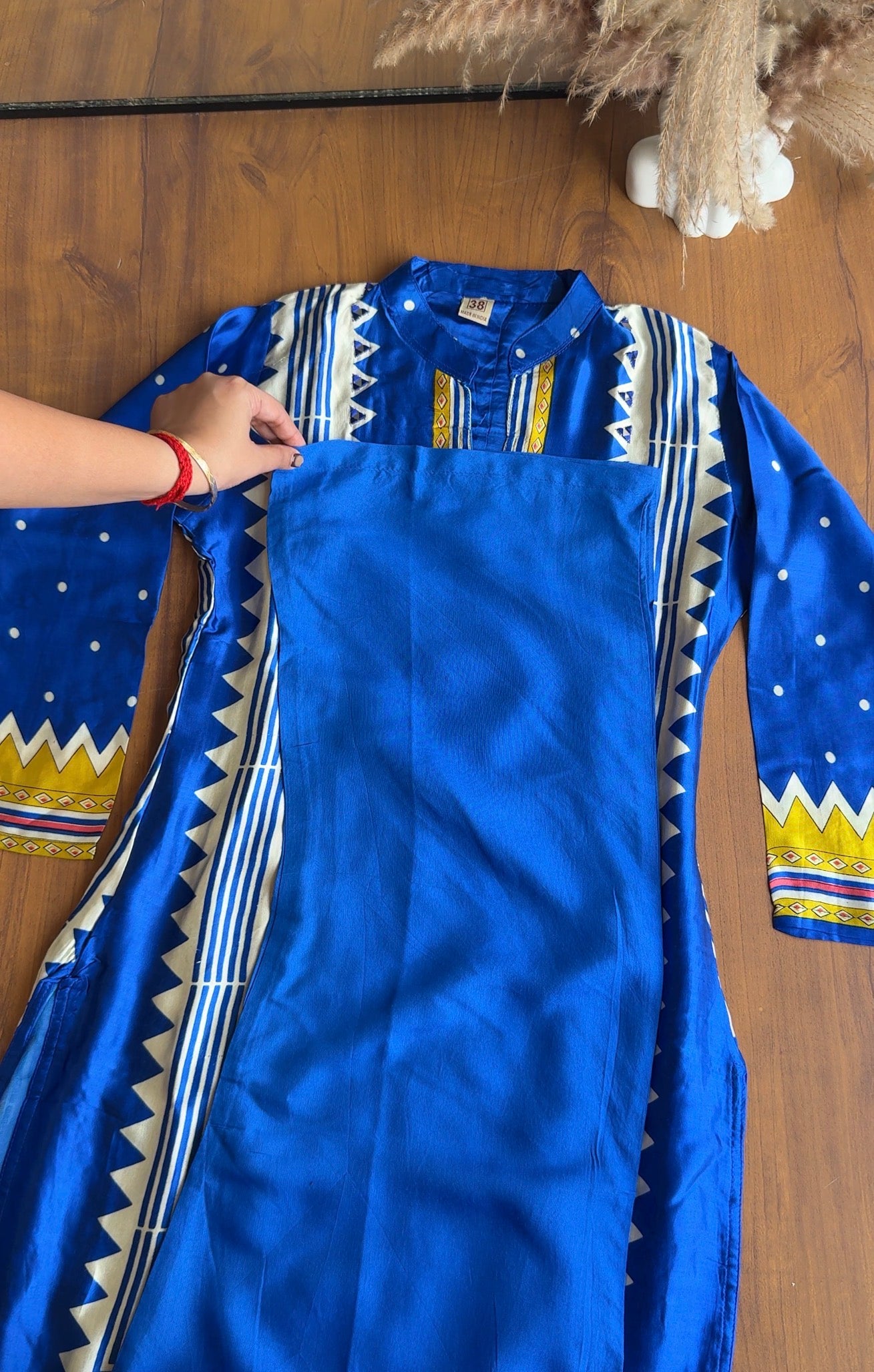 Tara Gajji Silk Abstract Print Coords- Blue