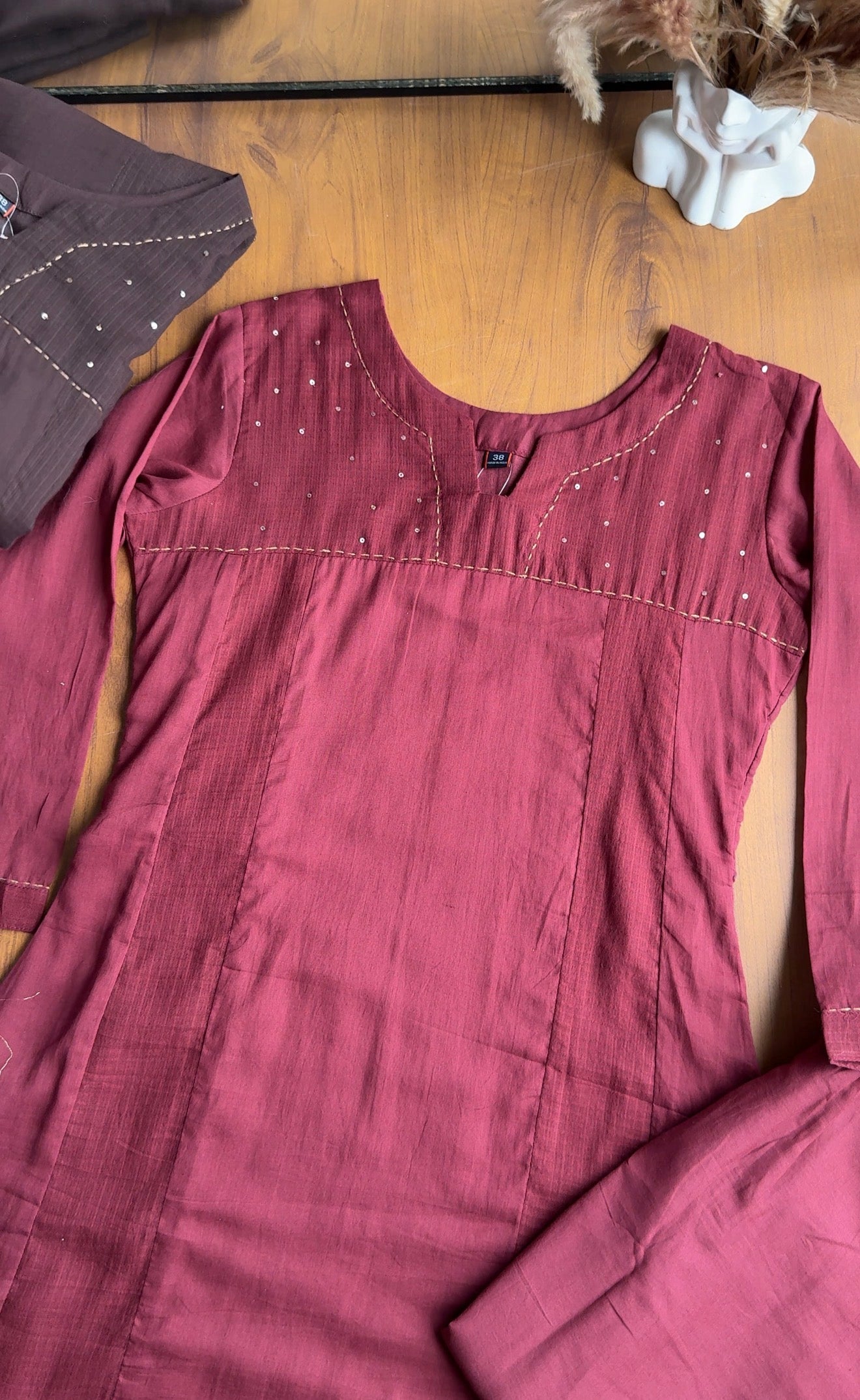 Mul cotton Dress- Maroon