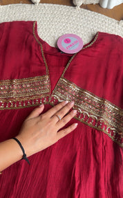 Shashi chunnat sleeve anarkali Dress- Maroon(Preorder 20 days)
