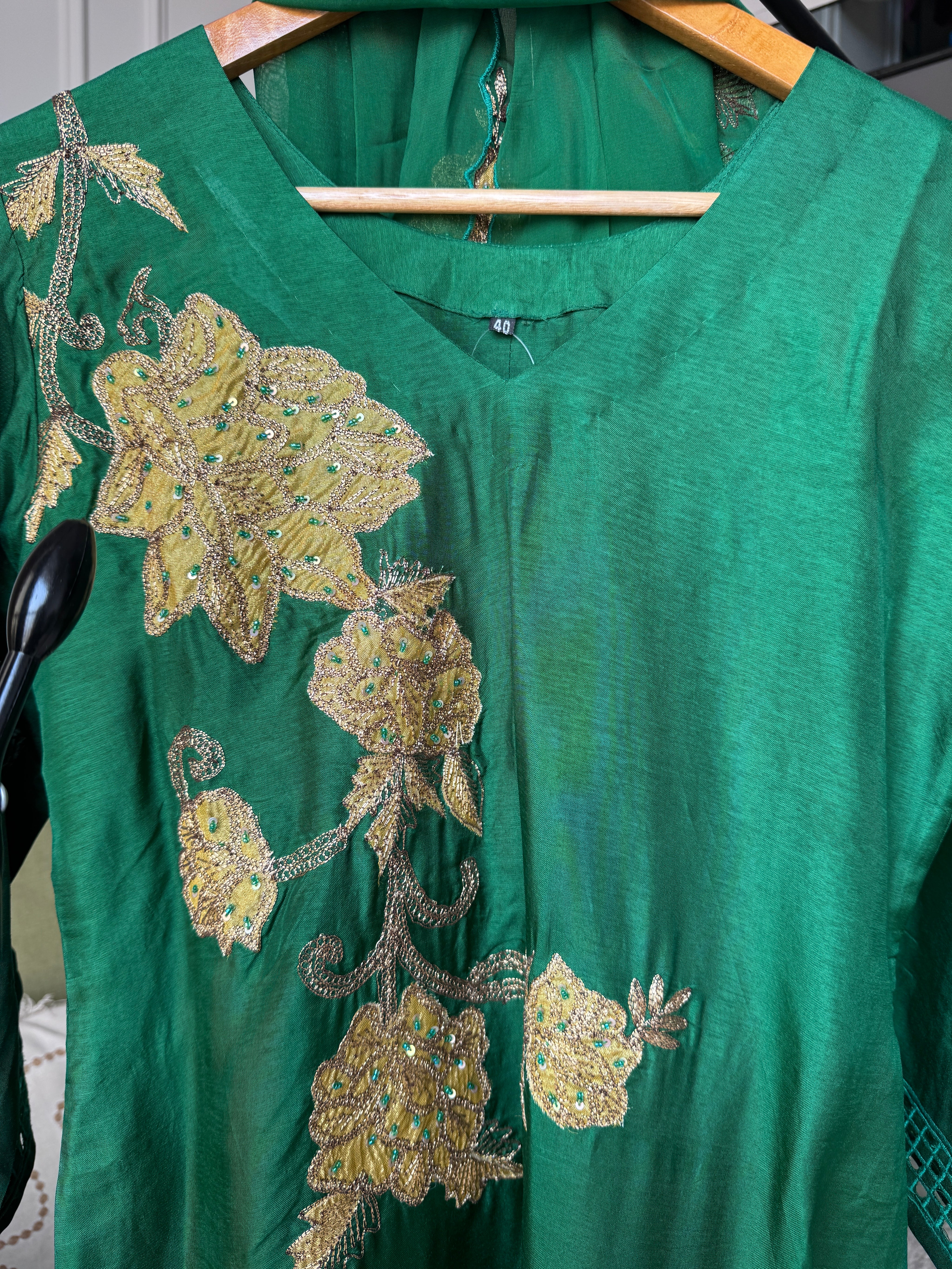 Hetal Handwork Dress- Green