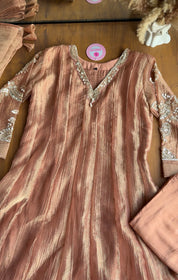 Muskan Hand Work Sleeve Anarkali - Peach