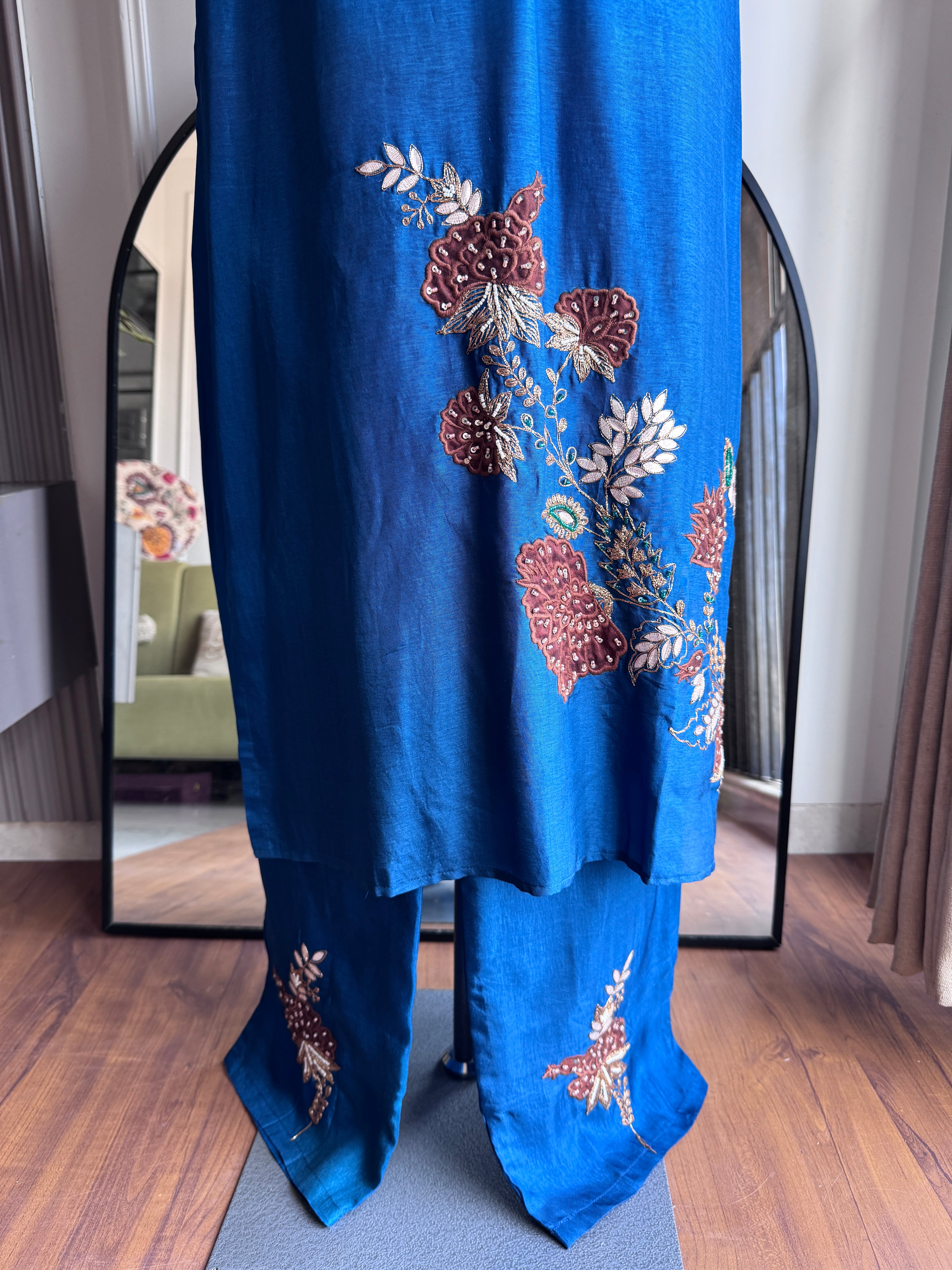 Kanak Multi Colour Handwork Dress- Blue