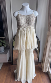 Jenna Handwork Sharara Dress- White