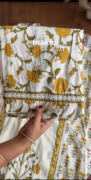 Aisha Hand Block Crochet Dress- Yellow