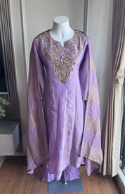 Ruhani Handwork Tissue Anarkali  Dress -Lilac