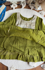 Heer short kurta with plazzo dress - Olive Green