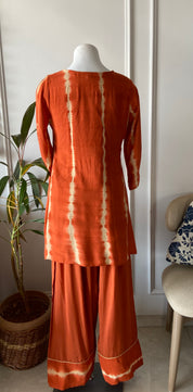 Riya  short kurti farshi salvar  with pant- burnt orange