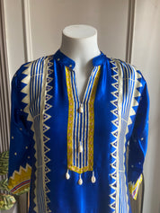 Tara Gajji Silk Abstract Print Coords- Blue