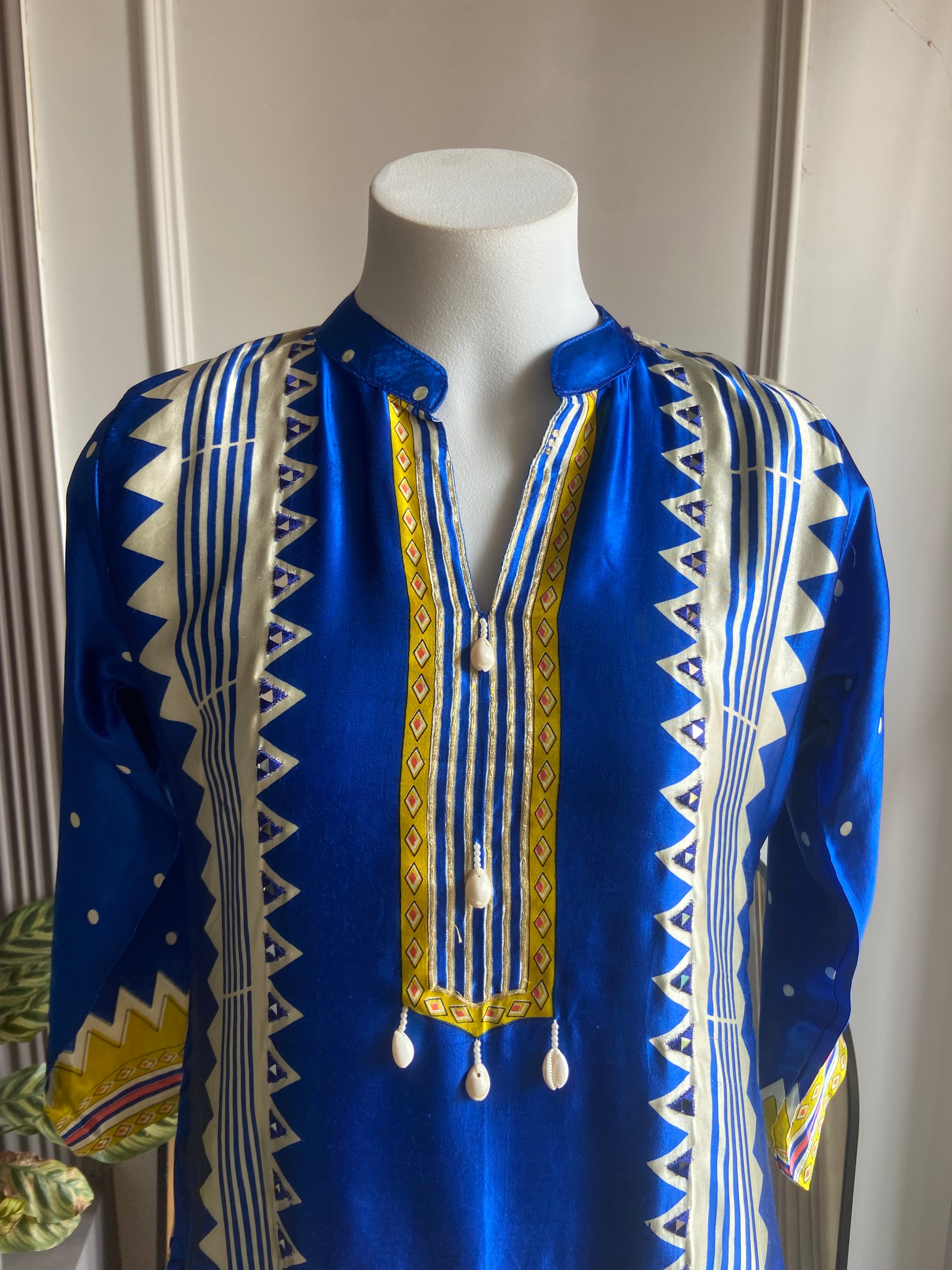 Tara Gajji Silk Abstract Print Coords- Blue