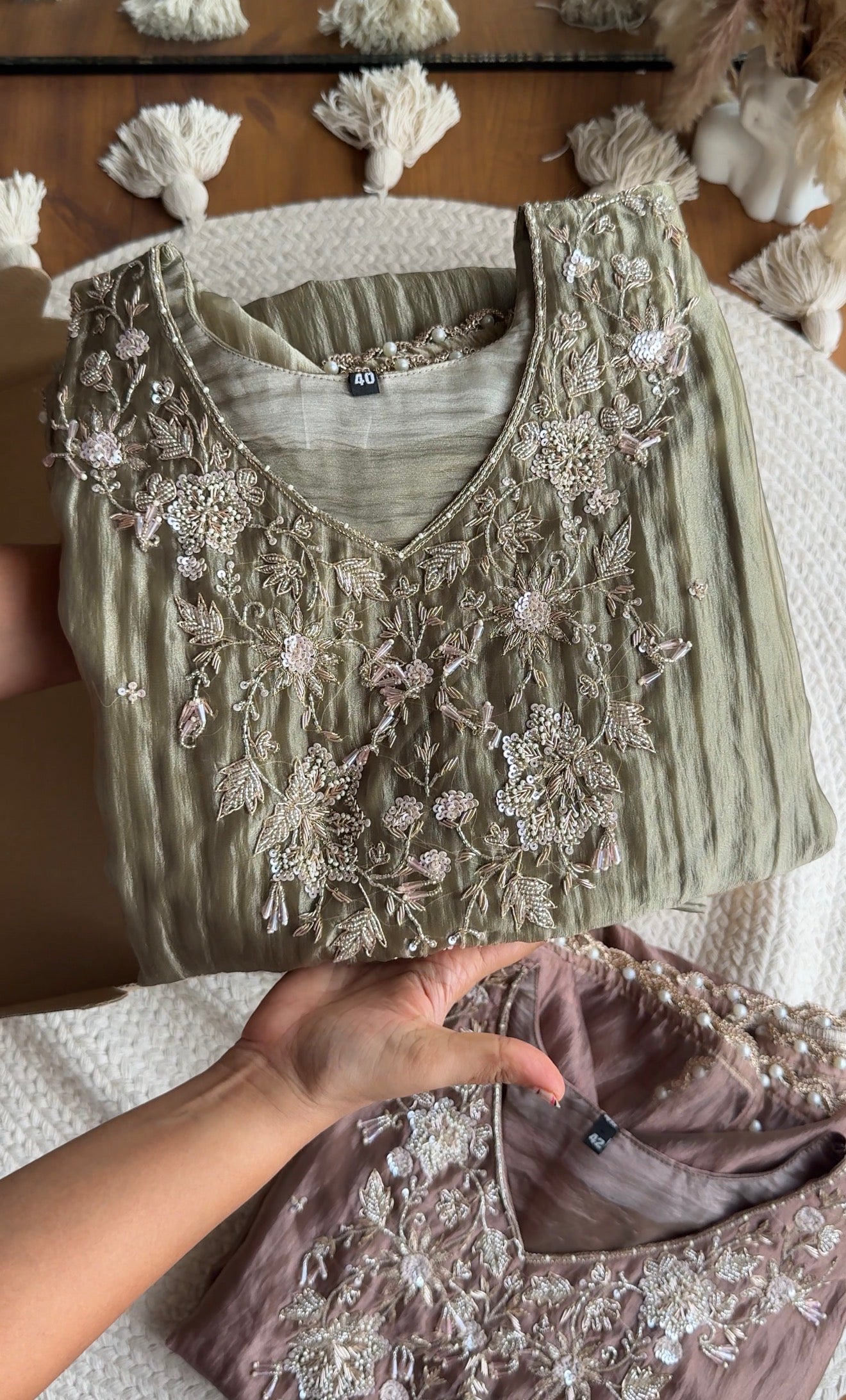 Kirthana Handwork Kaftan- Green