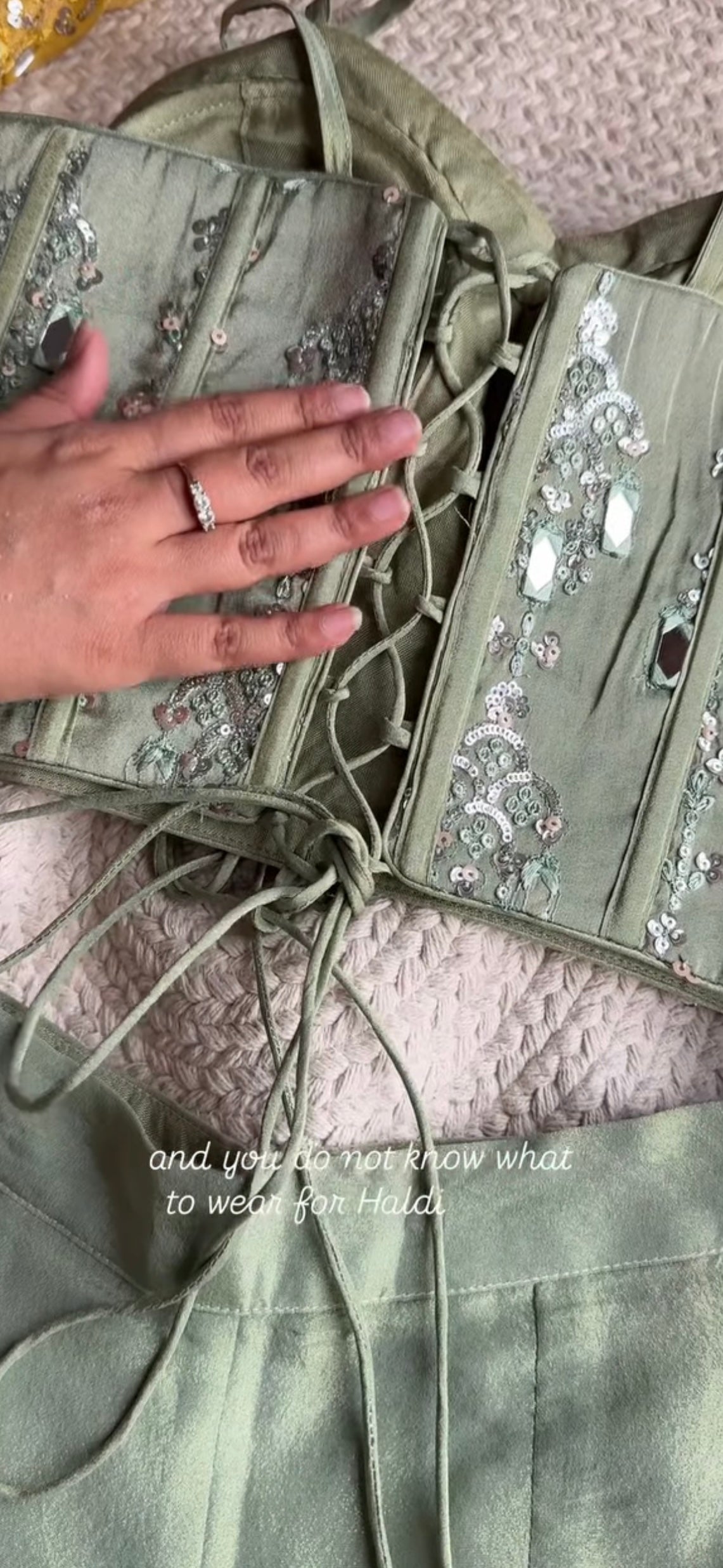 Swara Mirror Work Corset With Fish Cut Plazzo Coord Set