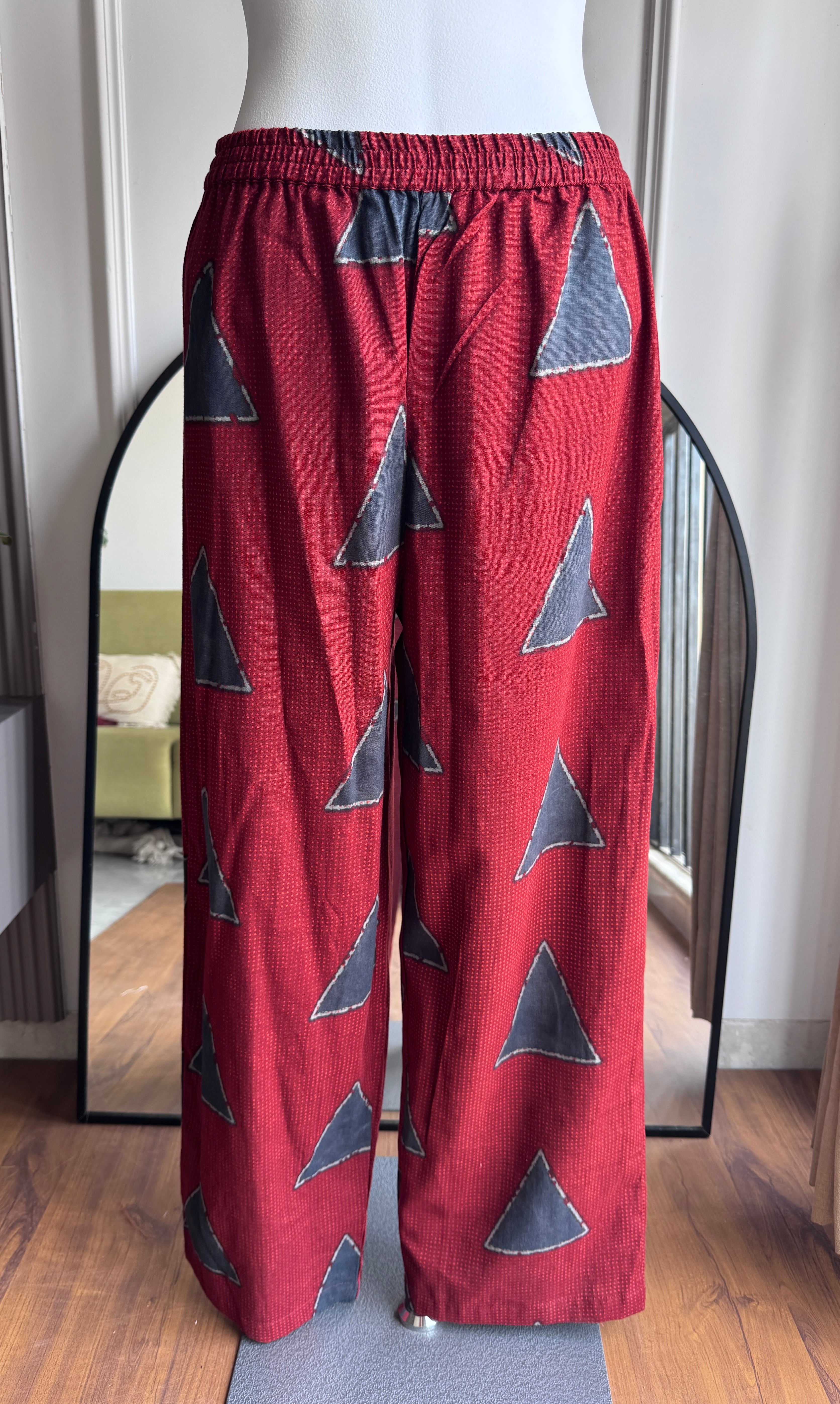 Aachal Print Cotton Dress- Red