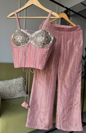 Dazzle Corset Top With Bell Bottoms Pants Full Handwork (Make to Order)