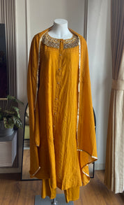 Yukti Handwork Mul Chanderi Dress- Yellow