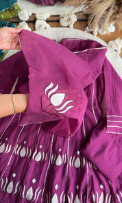 Surbhi Short Kurta Patchwork Applique Anarkali Dress- Wine