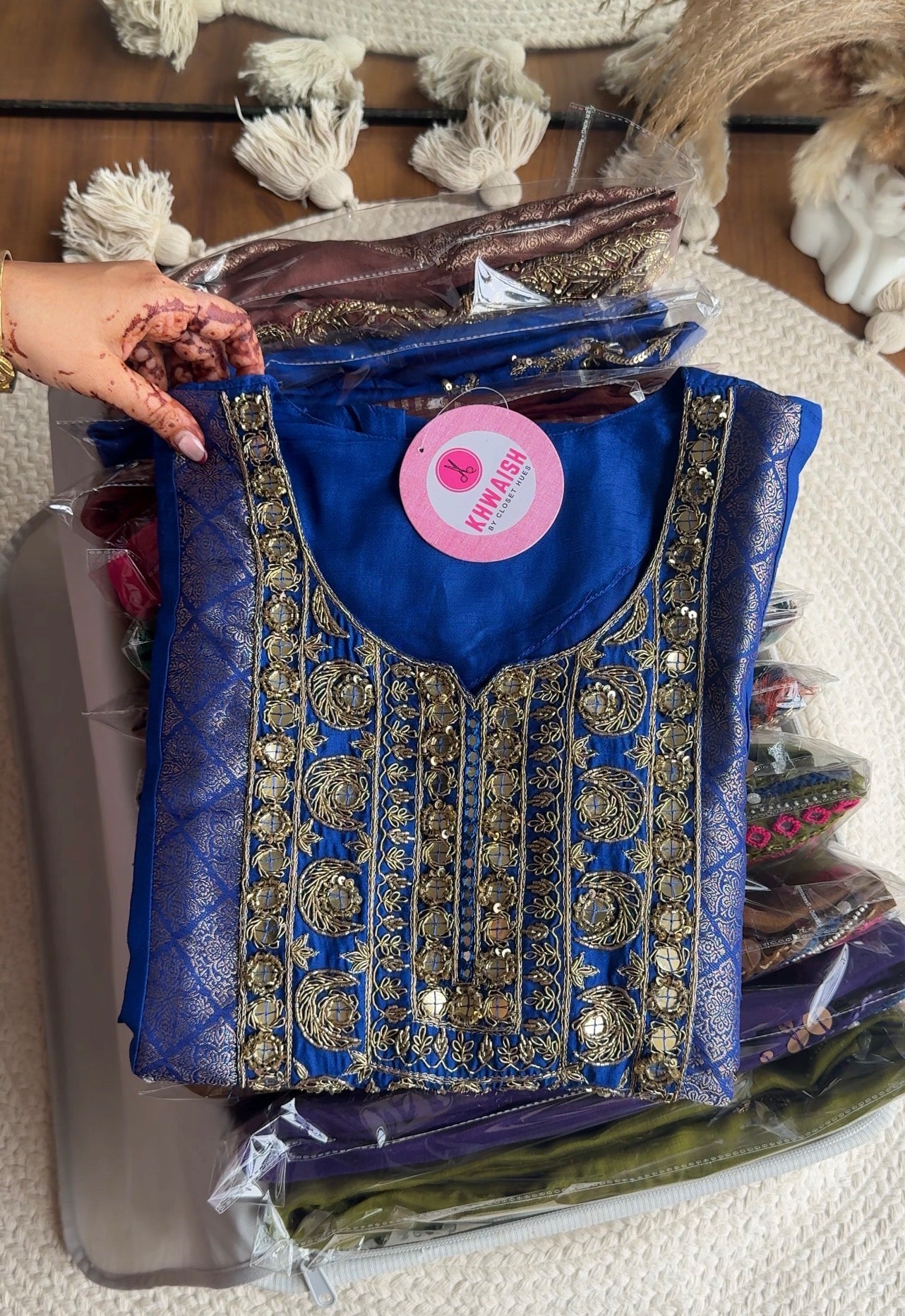 Aastha Handzardosi Work Dress- Royal Blue