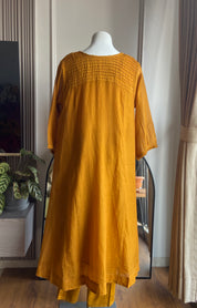 Yukti Handwork Mul Chanderi Dress- Yellow