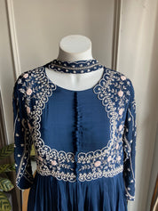 Prachi Embroidered gown with duppatta ( blue)