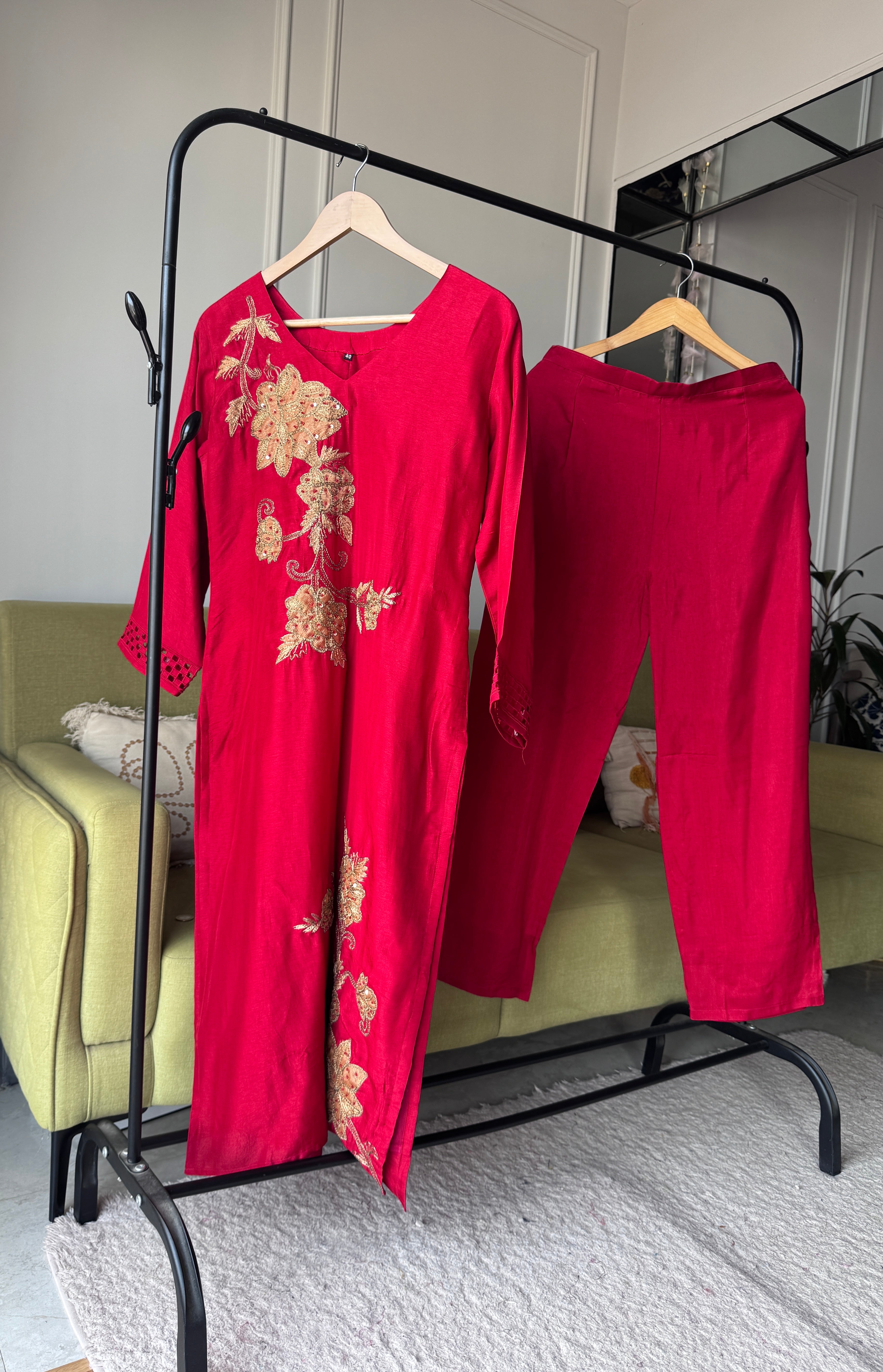 Hetal Handwork Dress- Red