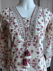 Gauri  Cotton Print Dress- Purple