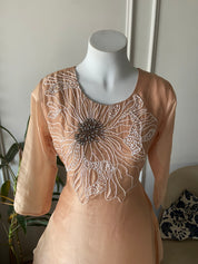 Shivani Handwork Coord Set- Peach