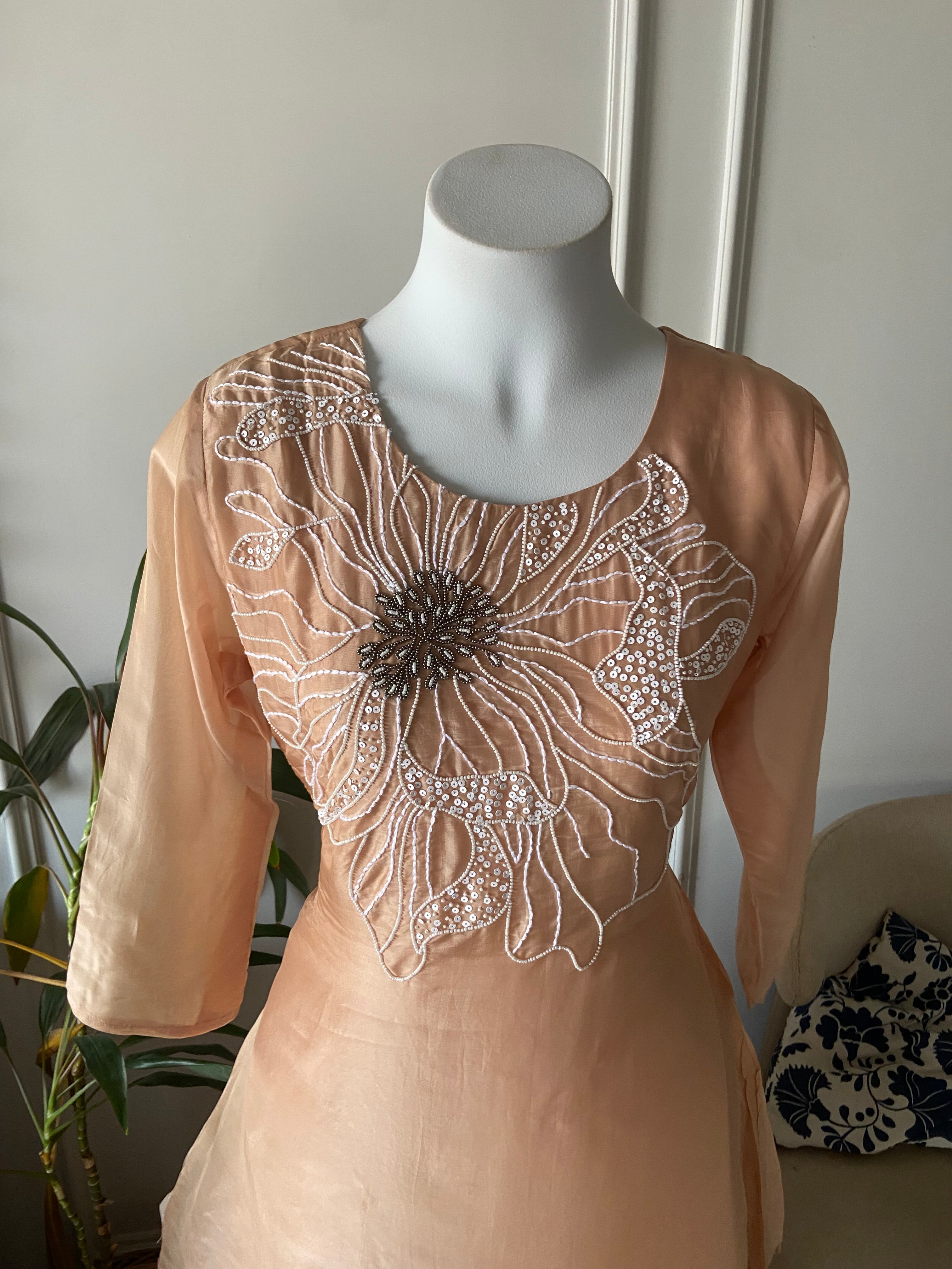 Shivani Handwork Coord Set- Peach