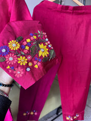 Dinal Embroided Dress- Maroon