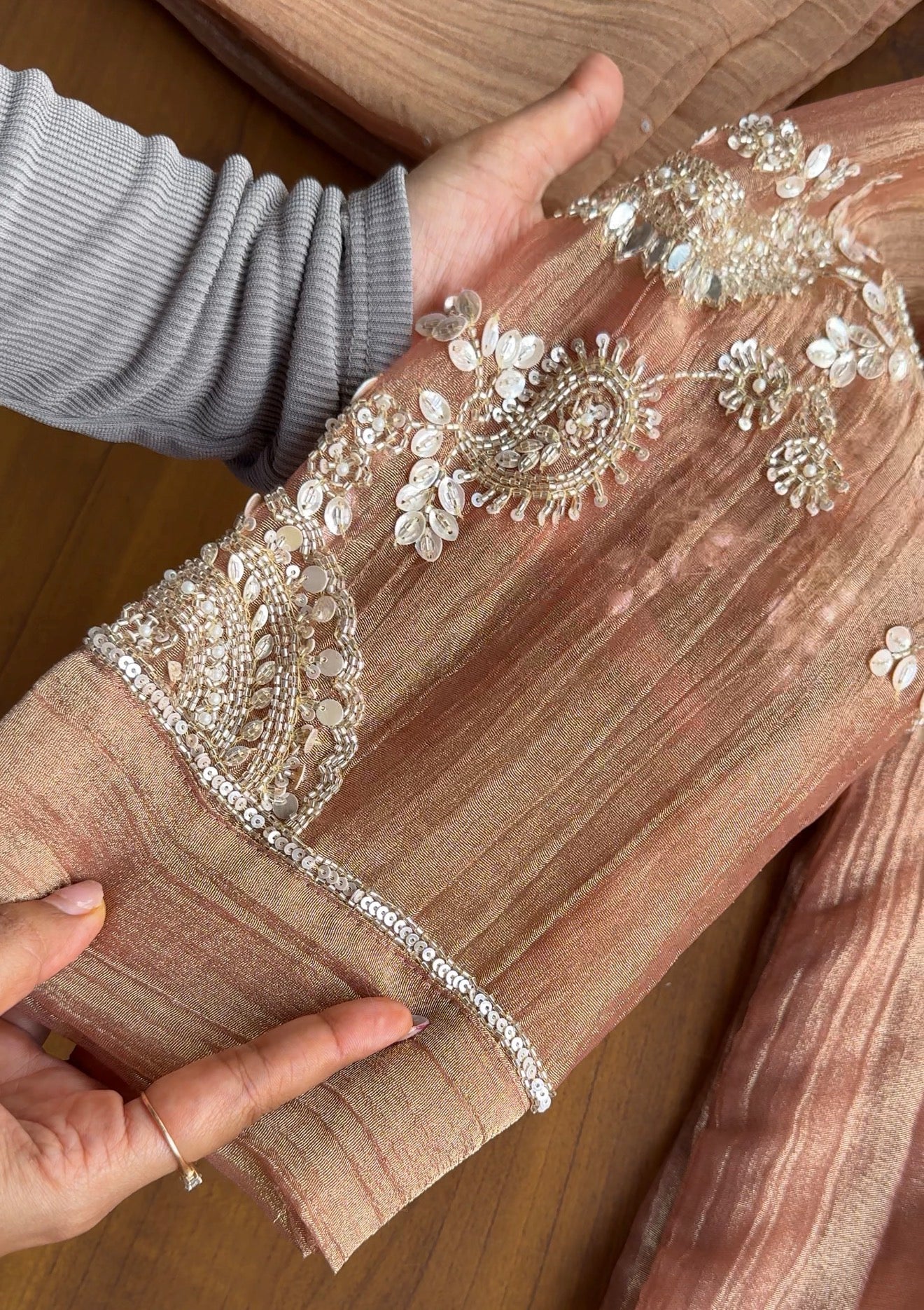 Muskan Hand Work Sleeve Anarkali - Peach