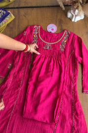 Tara Contrast Bandhej Dupatta Pure zardosi Dress-Pink