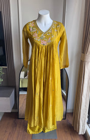 Lavnya Mul Chanderi  Hand work Dress- Yellow