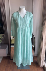 Pushti Handwork Mul Chanderi  Dress - Powder Blue