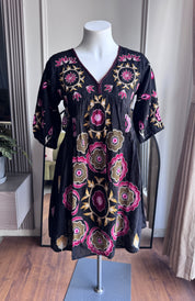 Shama Embroided Short Kurti- Black