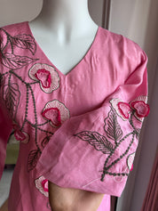 Grishma Embroided Dress- Pink