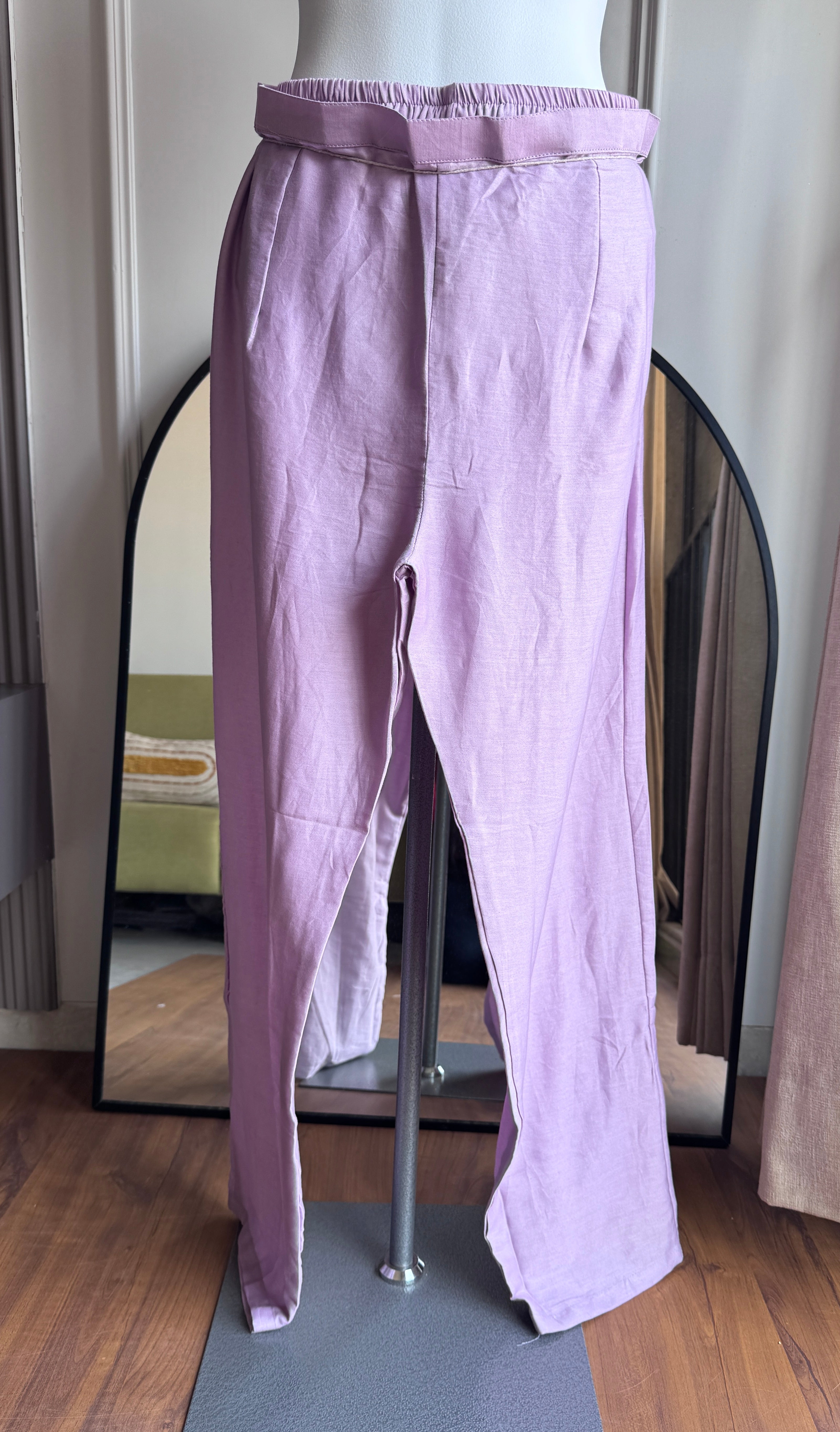 Nehal Embroided Mul Chanderi Dress- Lilac (Make to Order)