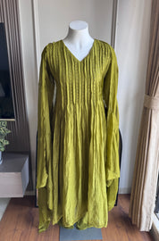Pushti Handwork Mul Chanderi  Dress - Green