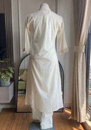 Suman hand printed cotton dress- White