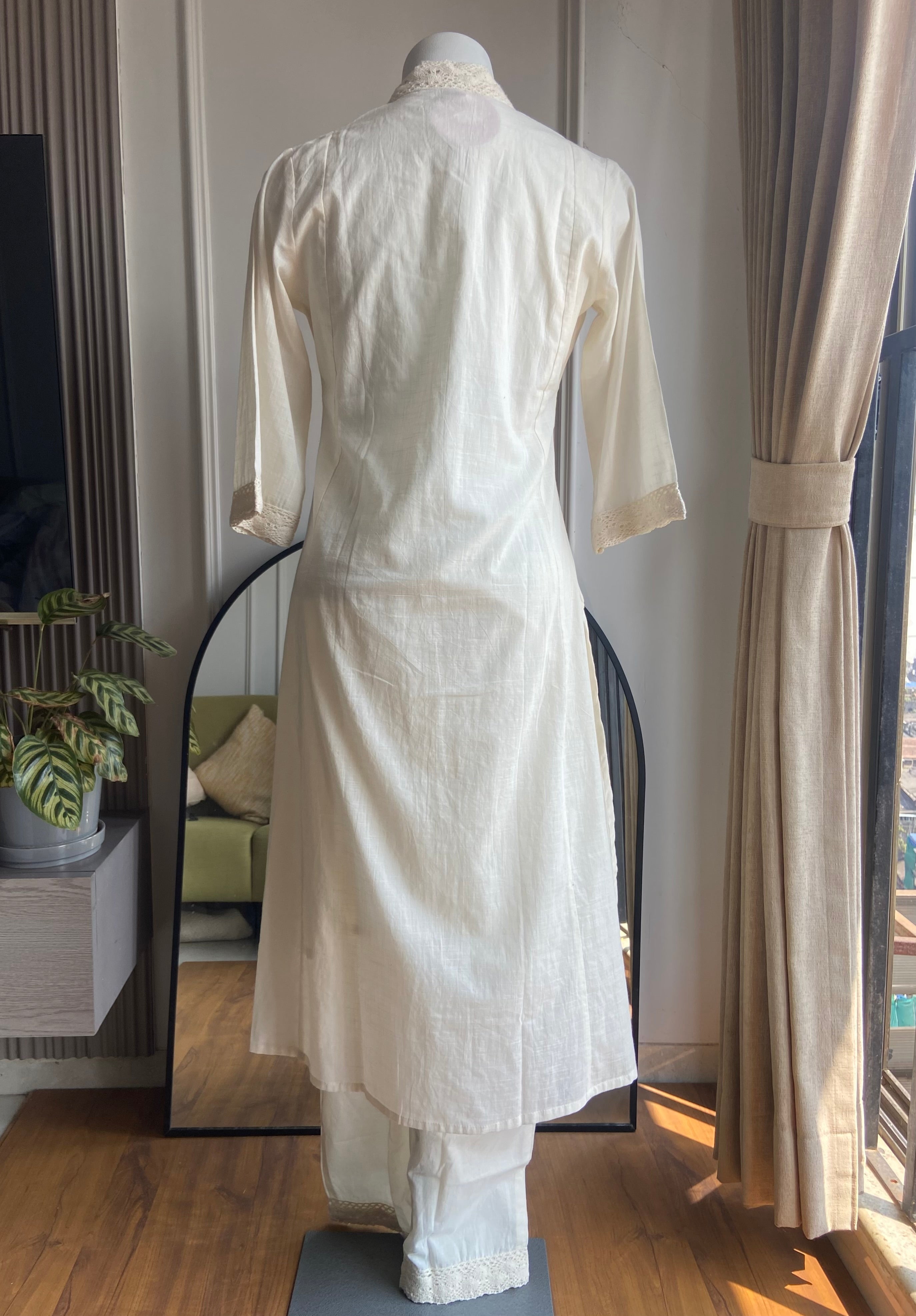 Suman hand printed cotton dress- White