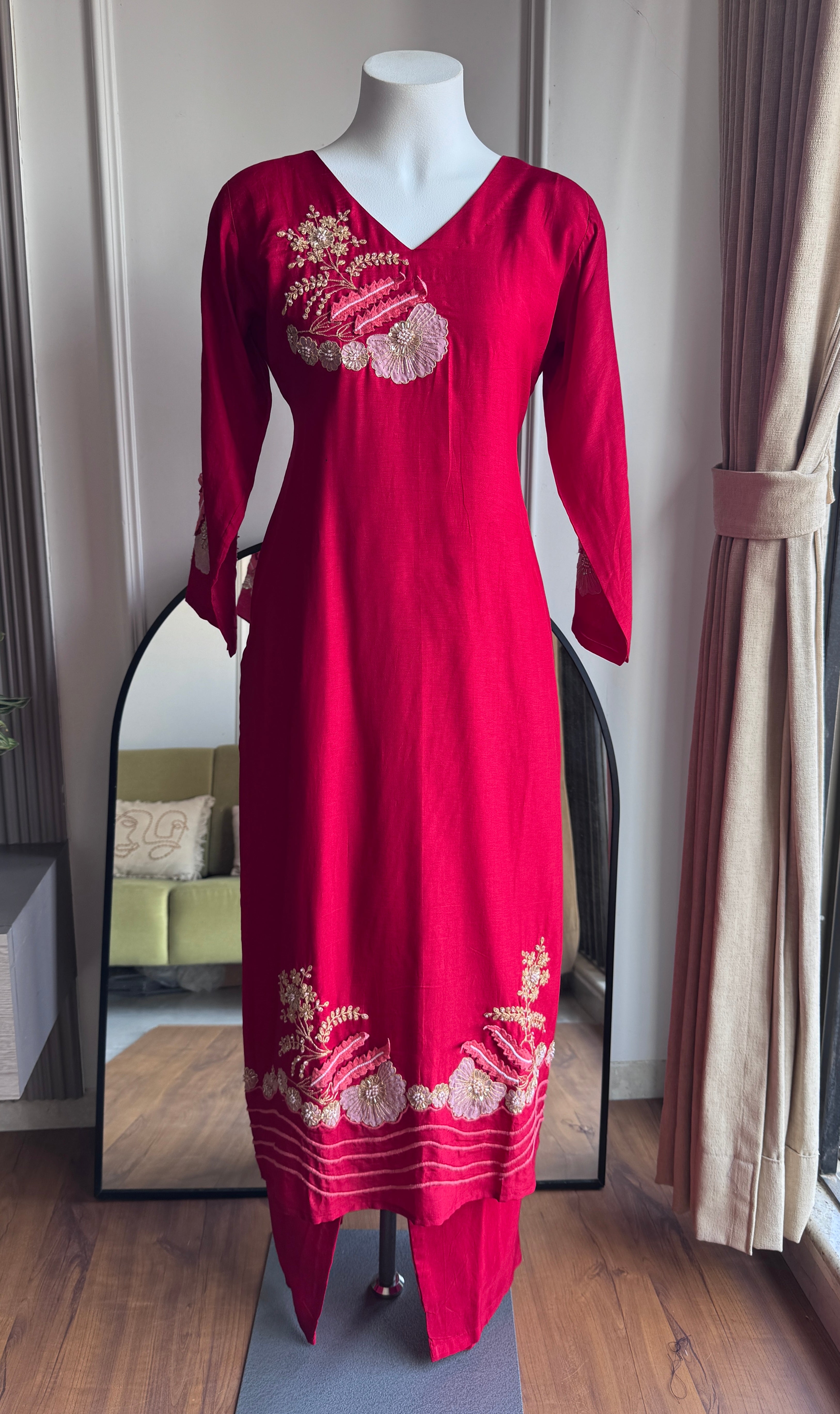 Purti Handwork Dress- Red