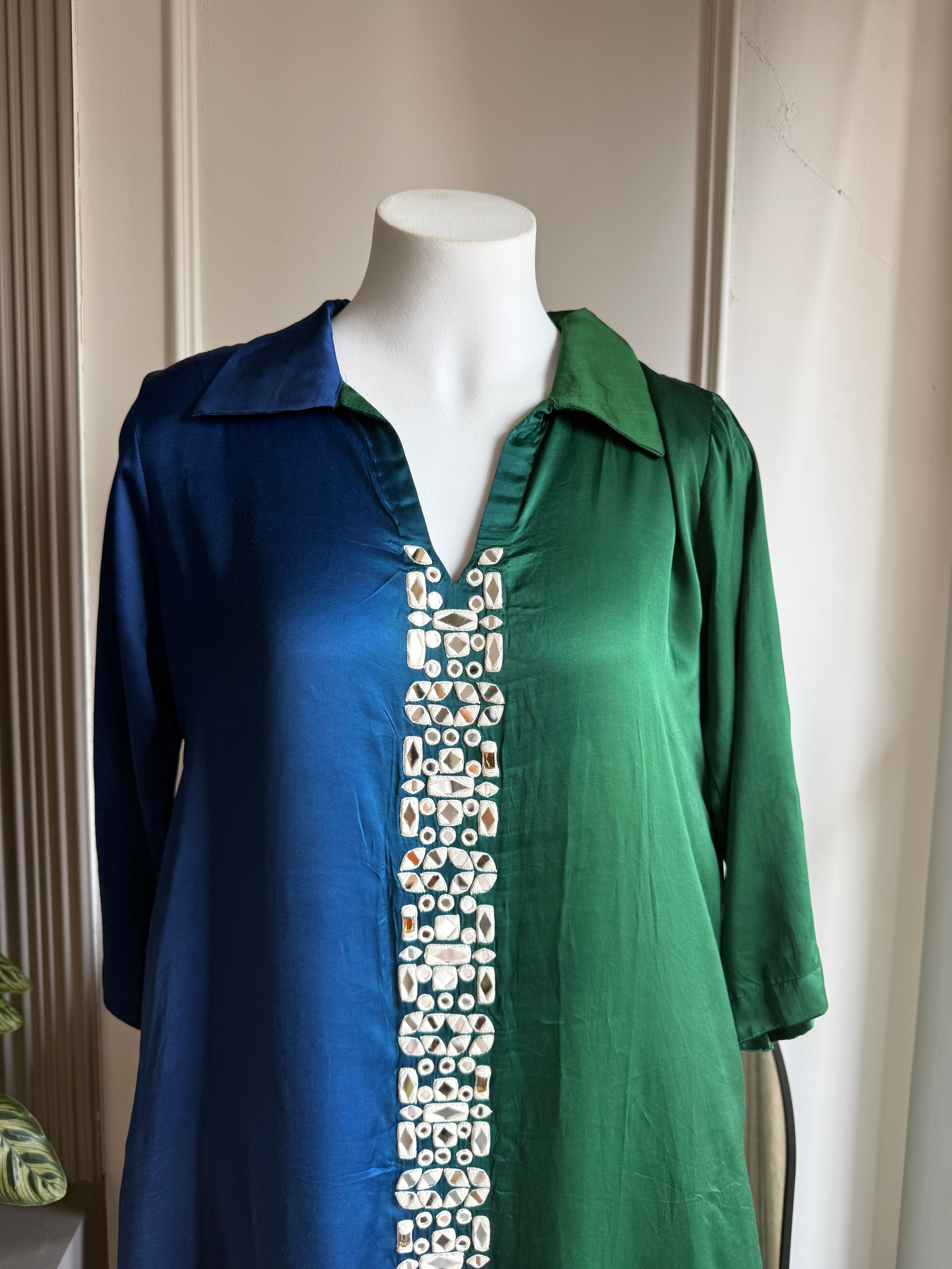Blue and green  mirror work cord set