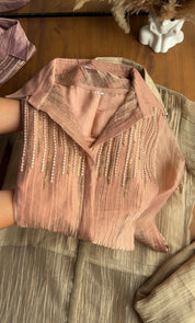 Ritu Sequins Coord Set- Peach