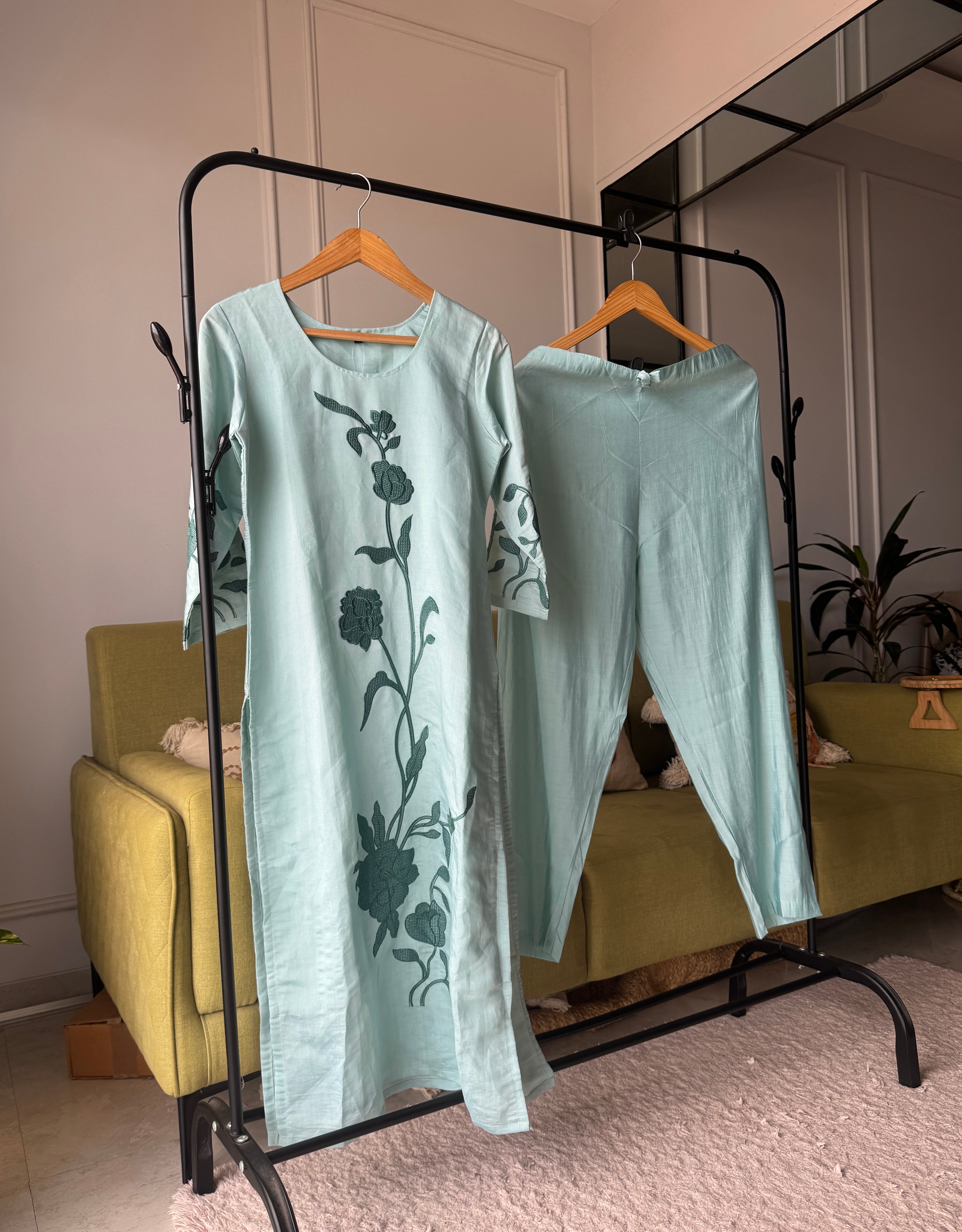 Sheela Embroided Dress- Sky Blue