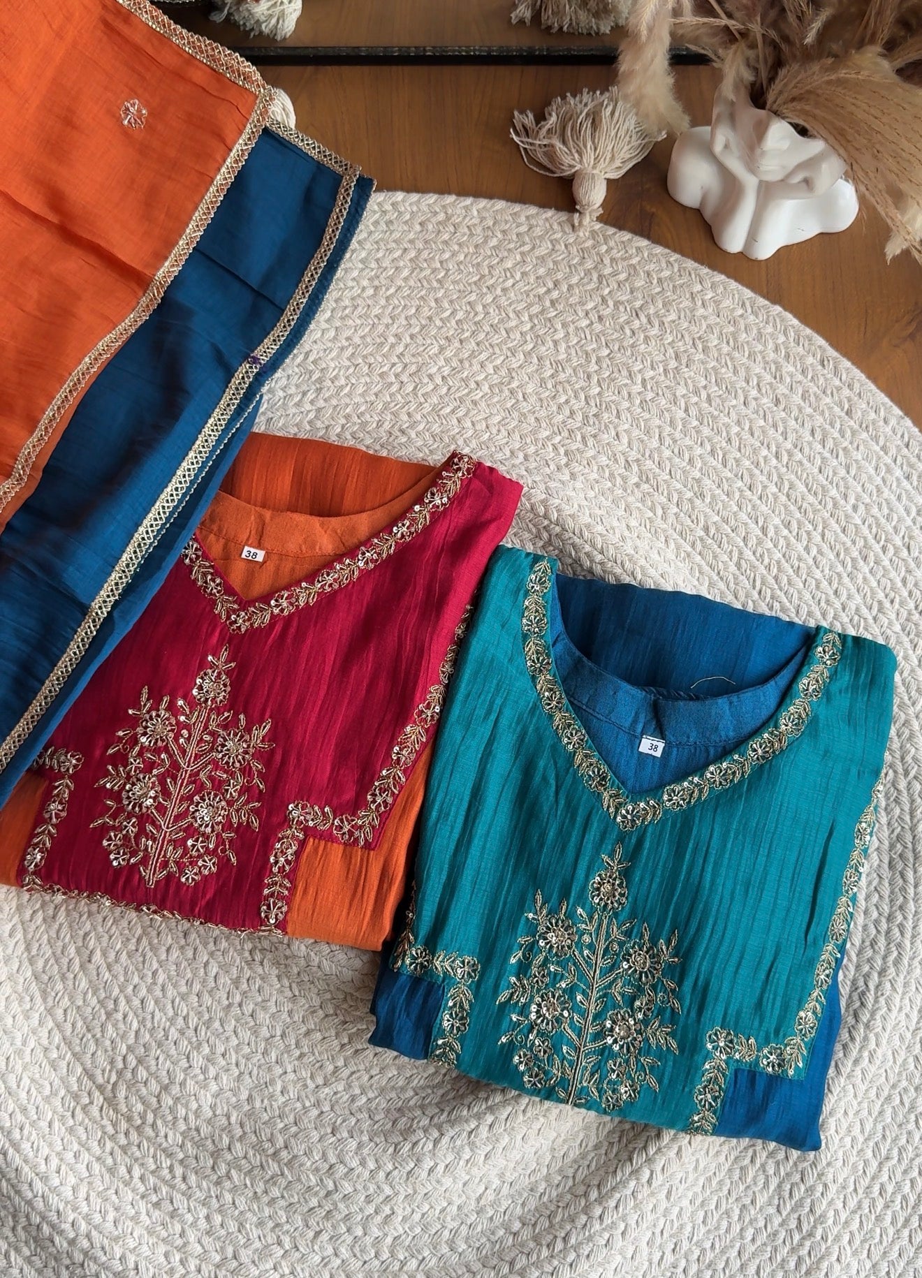 Sakshi Mul Chanderi Aline Dress- Blue