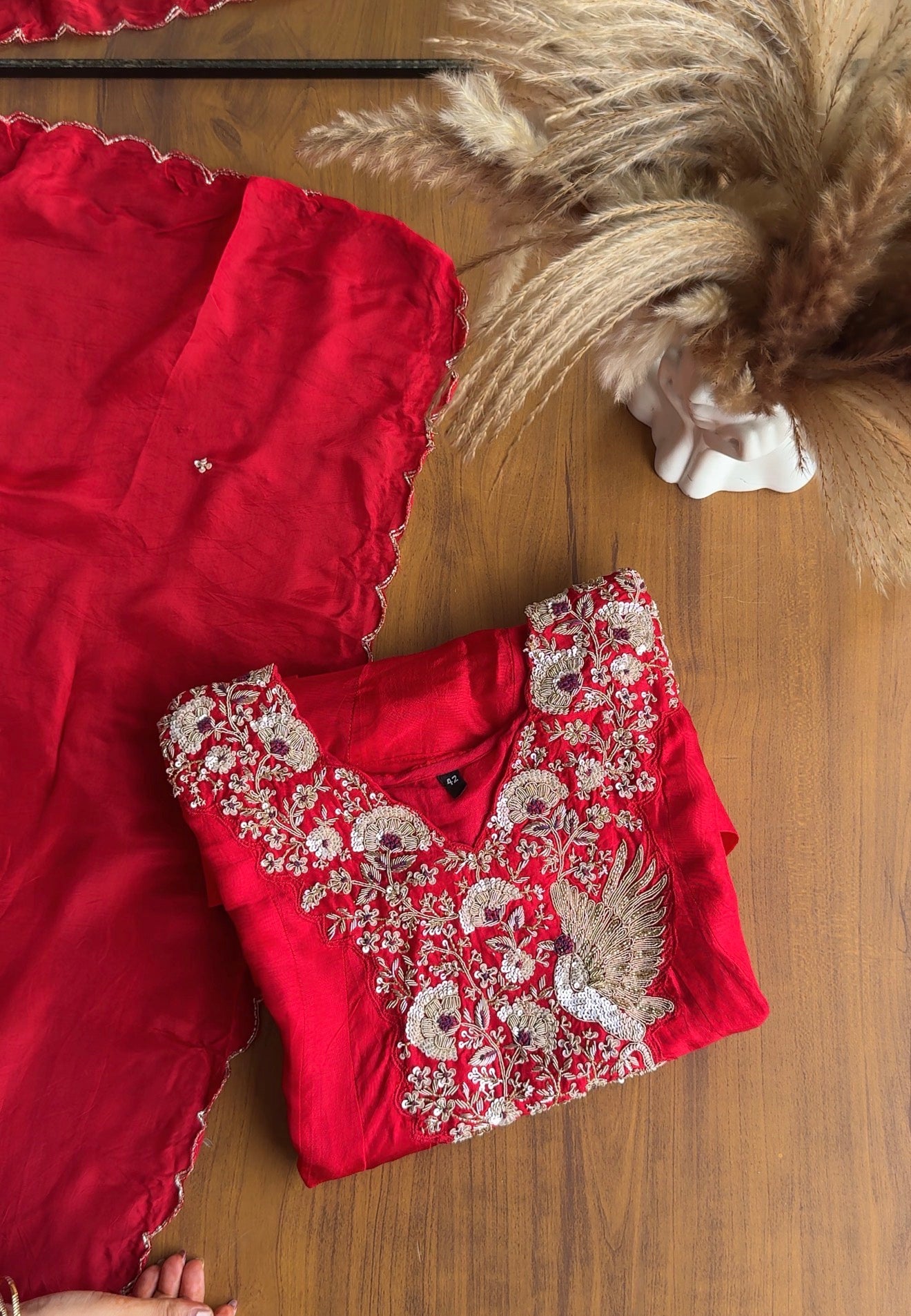 Short Kurta Plazo - Red