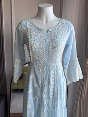 Janki Chikankari Anarkali Dress- Sky Blue