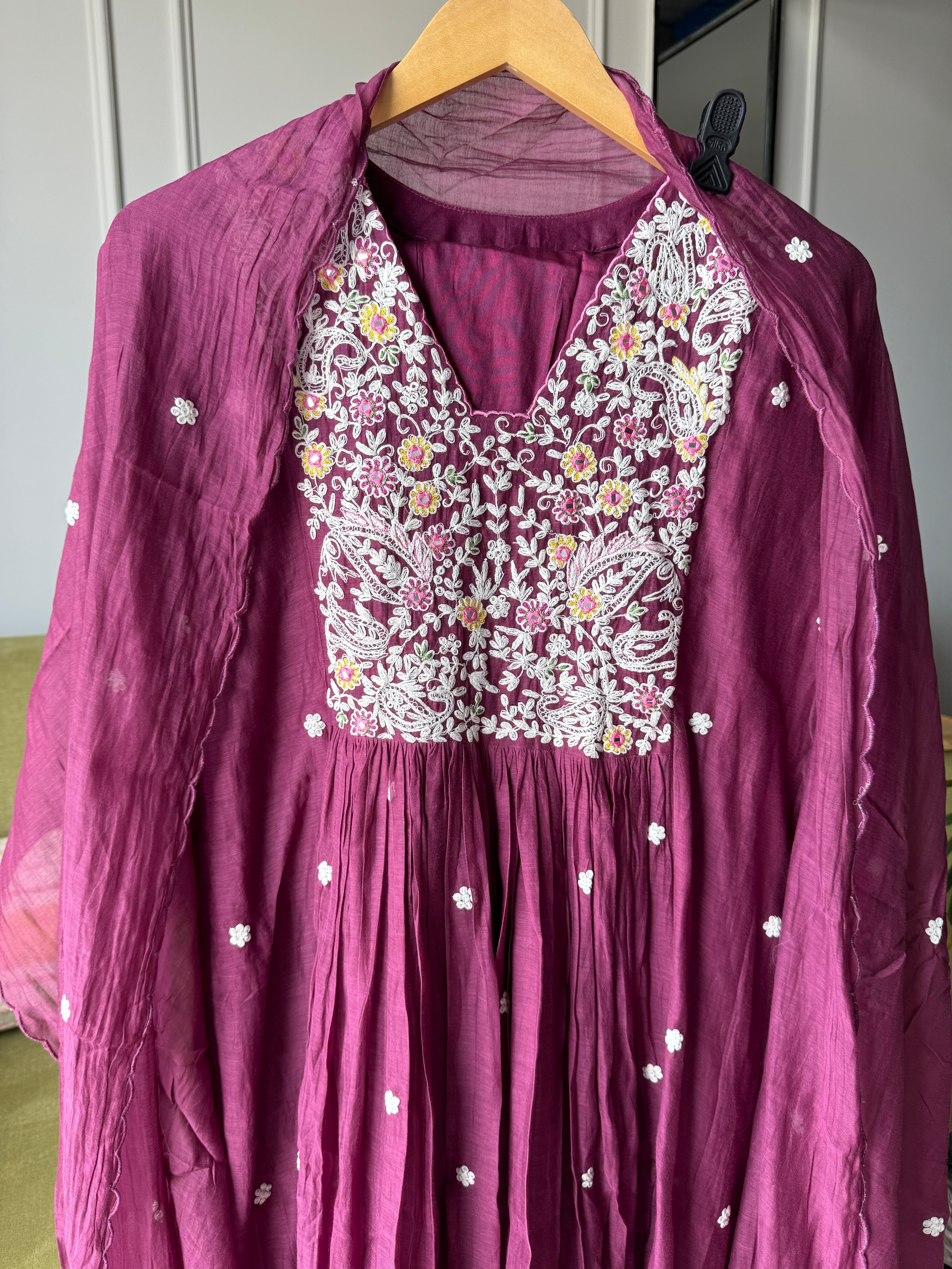 Radhika scalloped neck embroidery dress