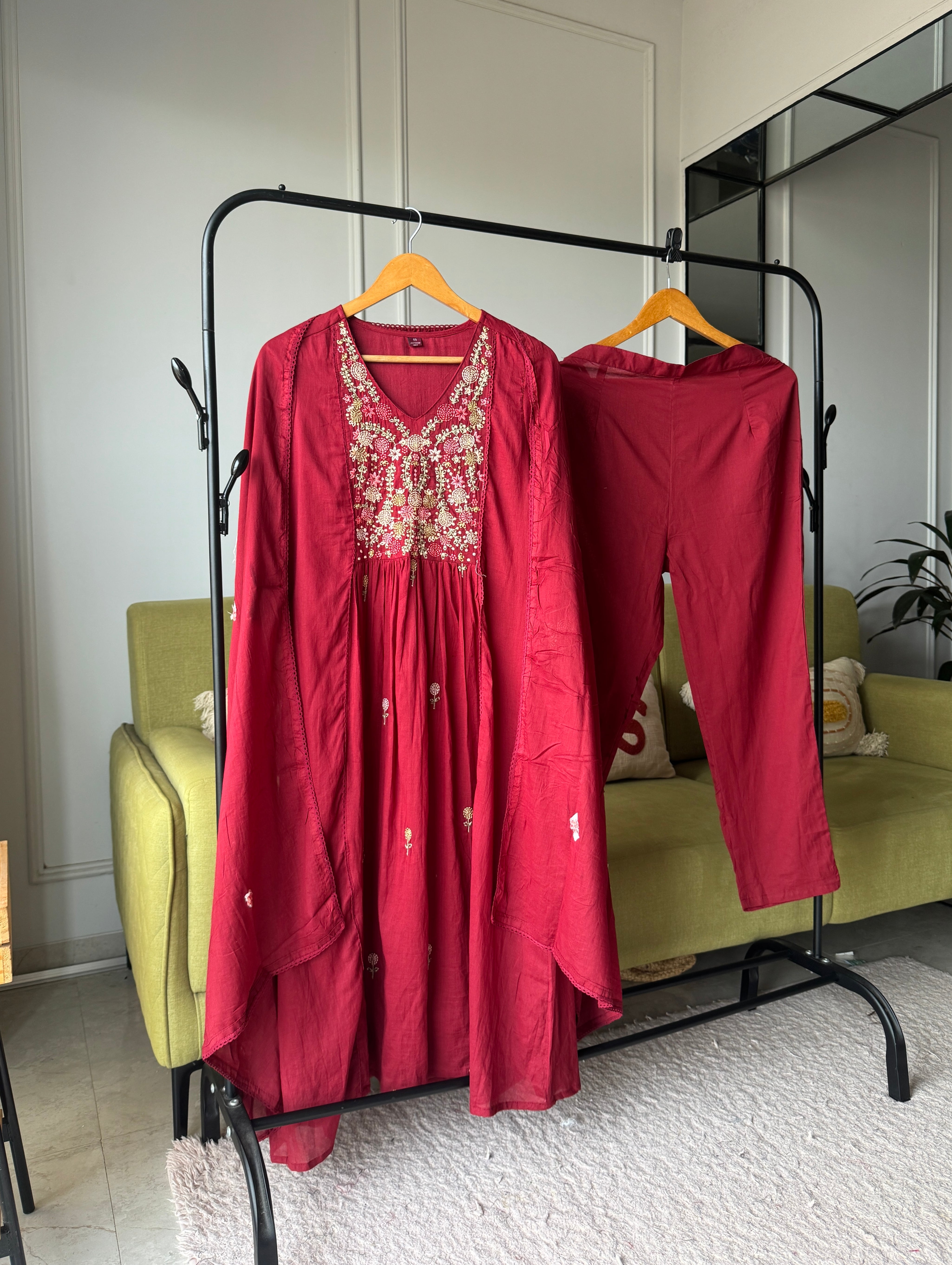 Priya Embroided Maroon Dress